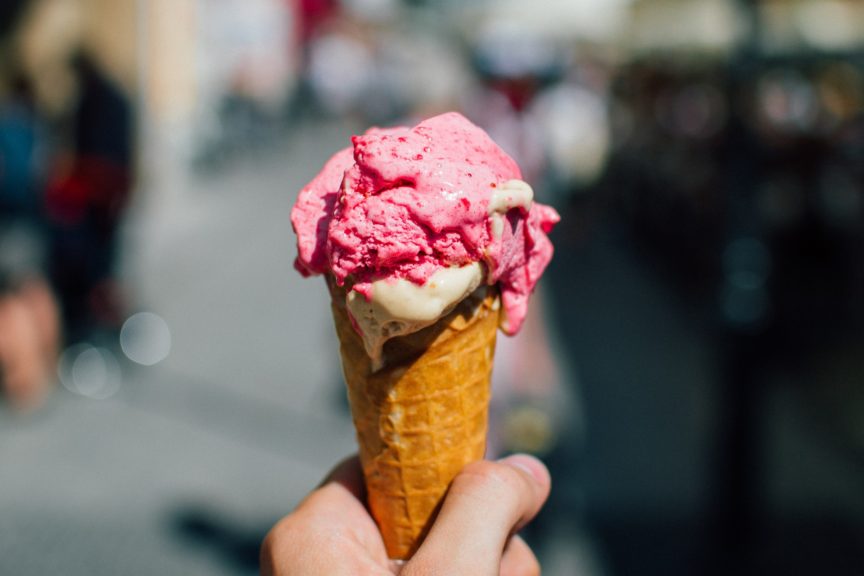 go down on a strawberry ice cream cone