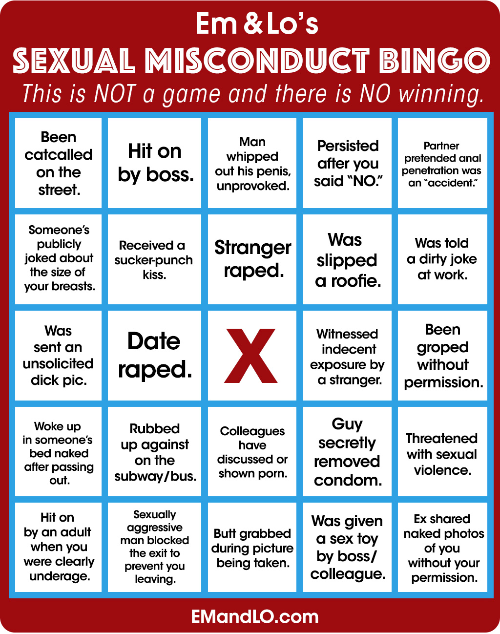 Sexual Misconduct Bingo: It's not a game and there are no winners.